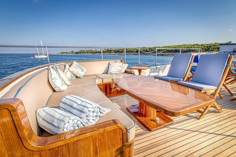Dining area on Chantella's upper deck