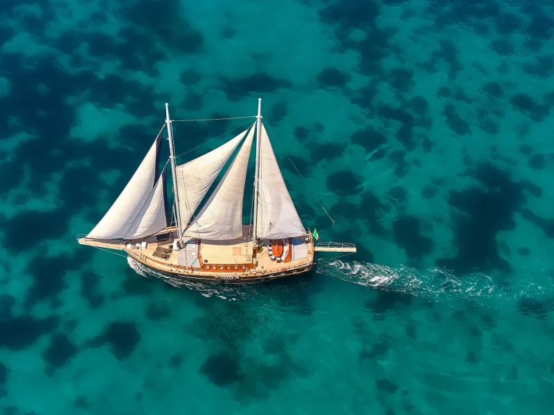 Aerial view under sail