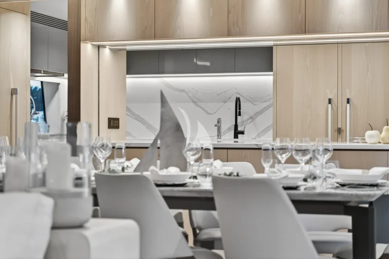Main Salon Dining Featuring An Open Galley