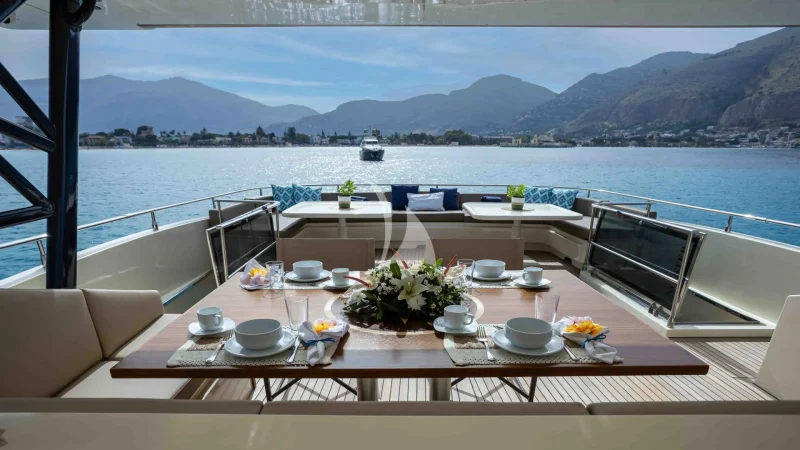 Fly Bridge Dining Area looking Aft
