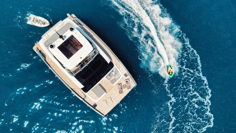 Aerial view with jet ski