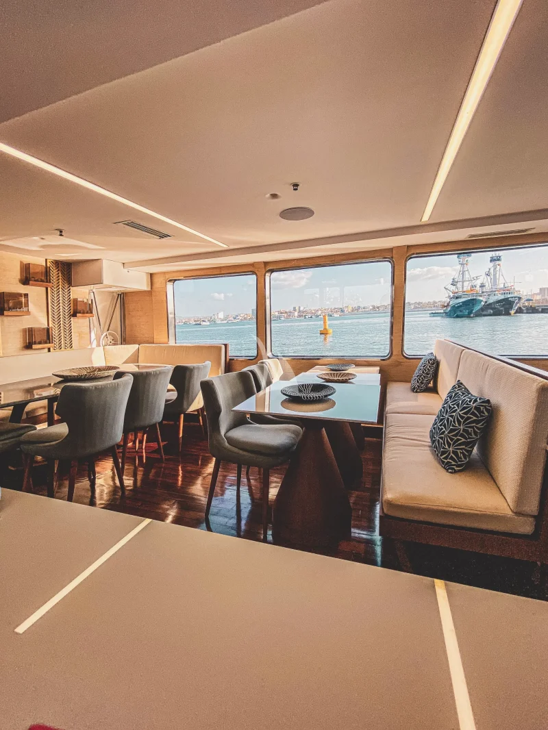 Main deck dining for up to 16 guests