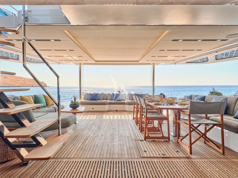 Aft deck dining and seating area