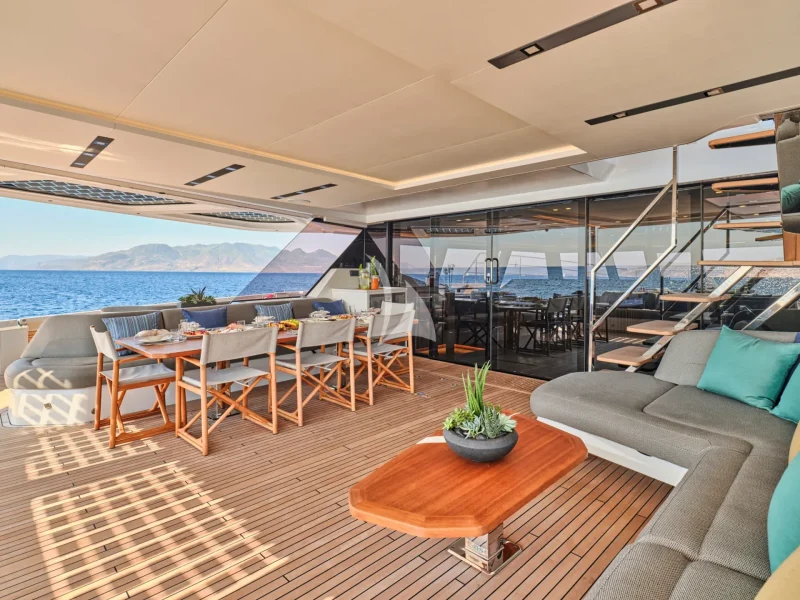 Aft deck dining and seating area