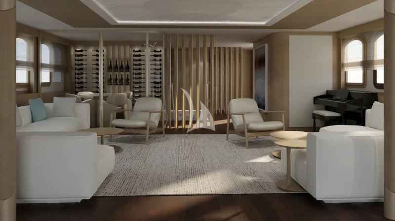 Rendering – Upper deck salon refit scheduled for winter 2026/2027