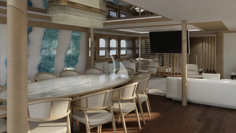 Rendering – Upper deck salon refit scheduled for winter 2026/2027