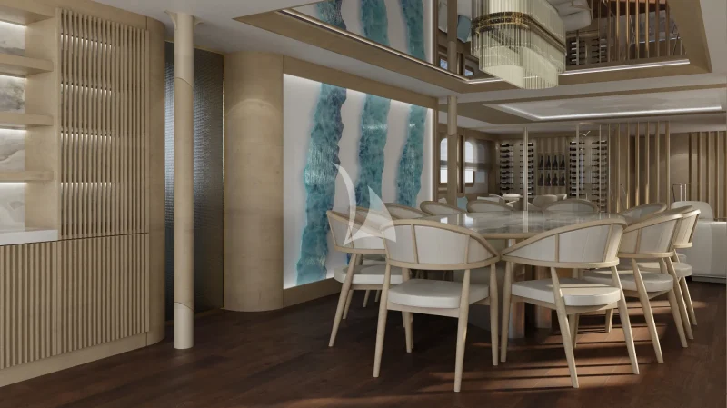 Rendering – Upper deck salon refit scheduled for winter 2026/2027