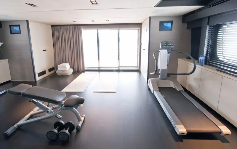 Sky Lounge configured as gym 