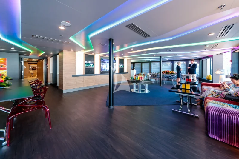 Main deck salon with drink set up 