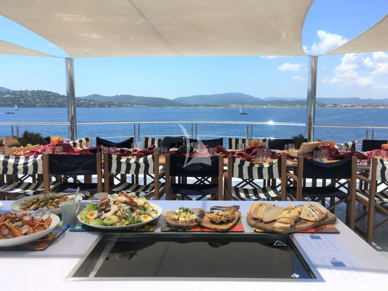 Lunch set up on sundeck