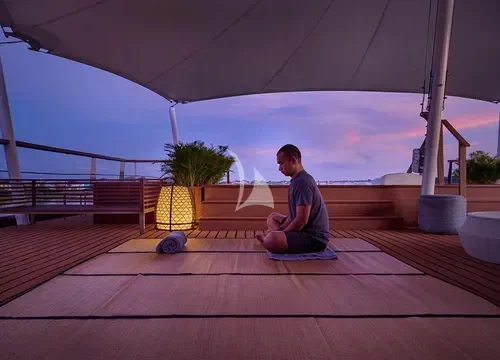 Upper deck forward yoga session