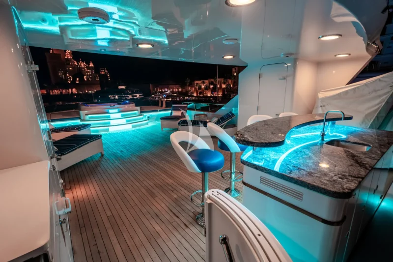 Flybridge deck at night 